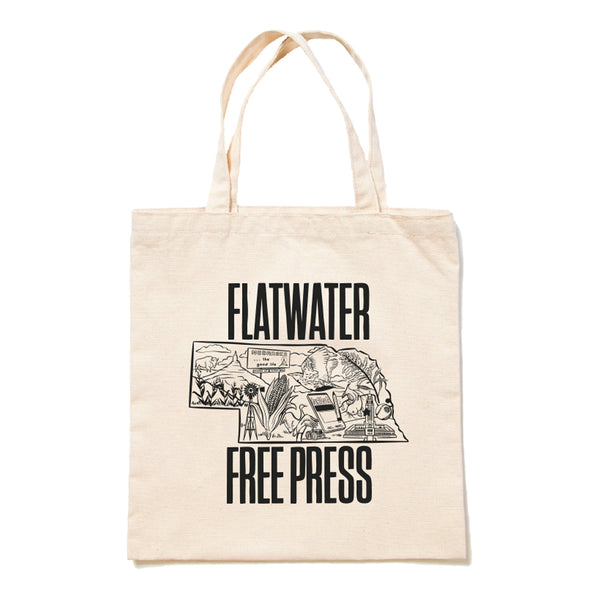 Flatwater Free Press: Nebraska Outline Tote Bag