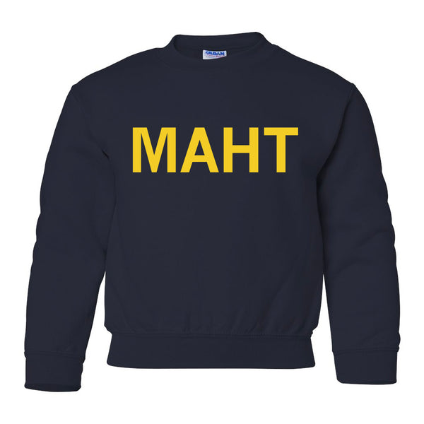 MAHT STOP: MAHT Text Kids Crewneck Sweatshirt