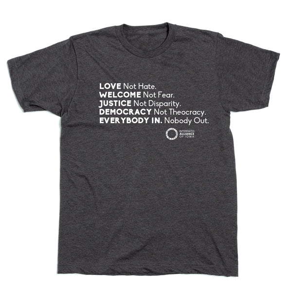 Interfaith: Love Not Hate Shirt