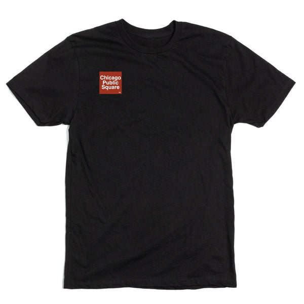 Chicago Public Square shirt: 'Too Far Left' on back