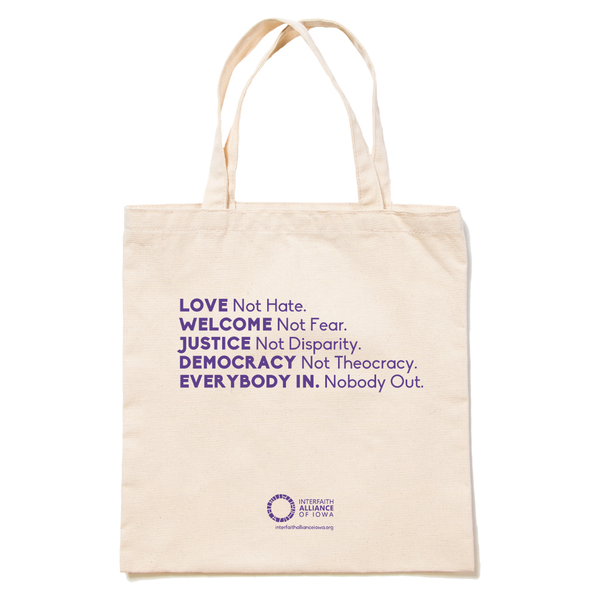 Interfaith: Love Not Hate Tote Bag